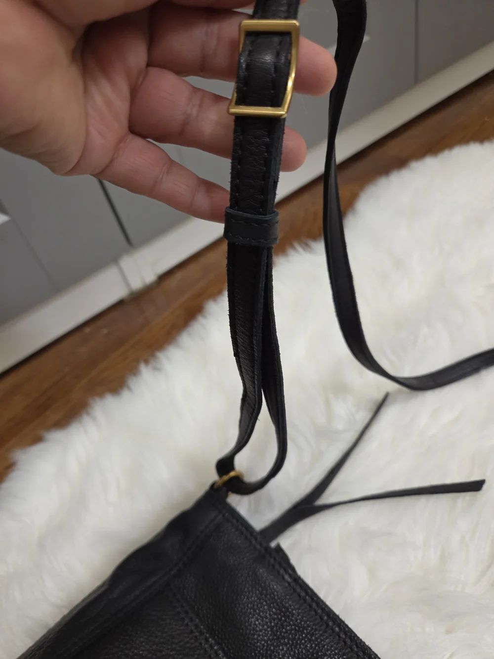 Margot Genuine Leather Black Crossbody Bag